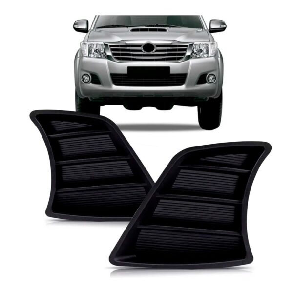 Par Tela Frontal Moldura Farol Milha Hilux 2012 2013 14 2015 Preto