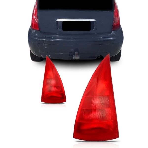 Par Sinaleira Traseira Para Citroen C3 Vermelha 2001 A 2005 Ambos Lados Vermelha