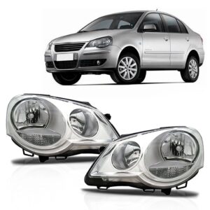 Farol Polo 2007 2008 09 10 11 2012 Elétrico Cromado C/ Motor