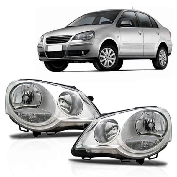 Farol Polo 2007 2008 09 10 11 2012 Elétrico Cromado C/ Motor