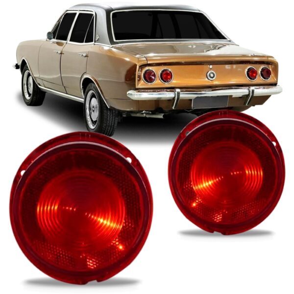 Jogo Lente Sinaleira Traseira Opala 1970/1979 S/ Ré Plástico Rubi