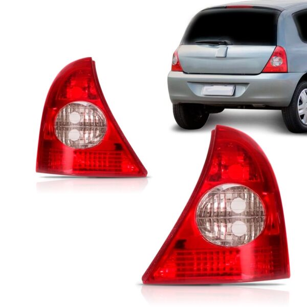 Par Sinaleira Traseira Para Renault Clio 2003 A 2010 Hatch Ambos Lados Vermelho