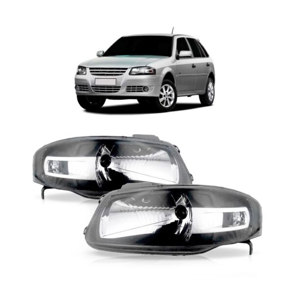 Par Farol Gol G4 2004 A 2008 Mascara Cinza Escuro Friso Crom Ambos Lados