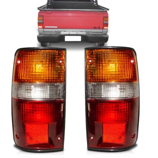 Par Lanterna Traseria L200 1987 Até 1995 Tricolor Aro Preto Vermelho