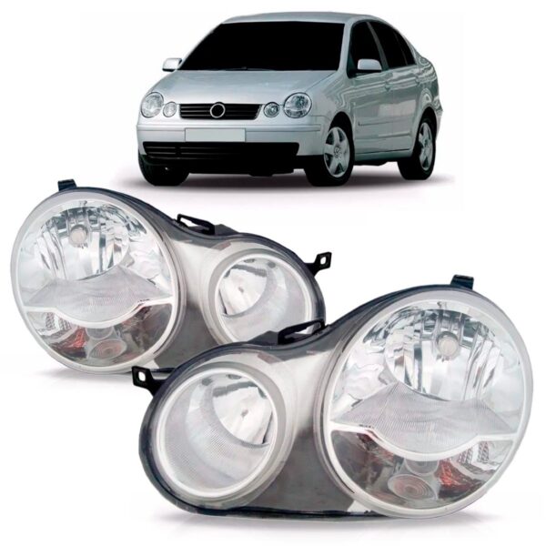 Par Farol Polo Hatch Sedan 2003 04 2005 2006 Cromado