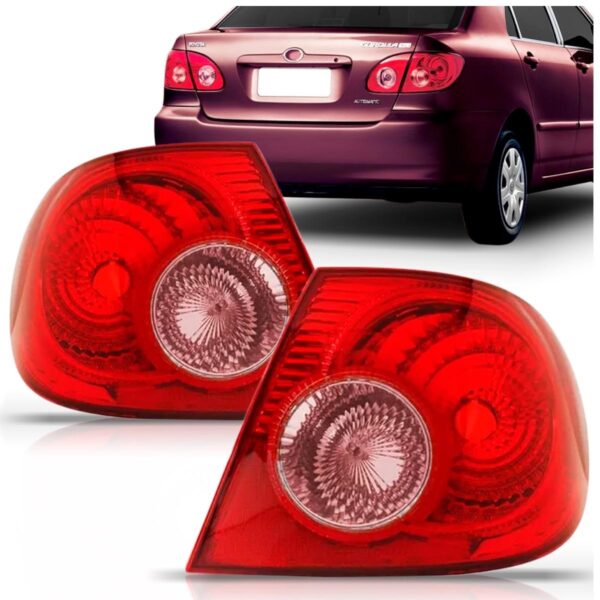 Par Lanterna Traseira Corolla 2003 Até 2007 Mala Re Rosa Vermelho