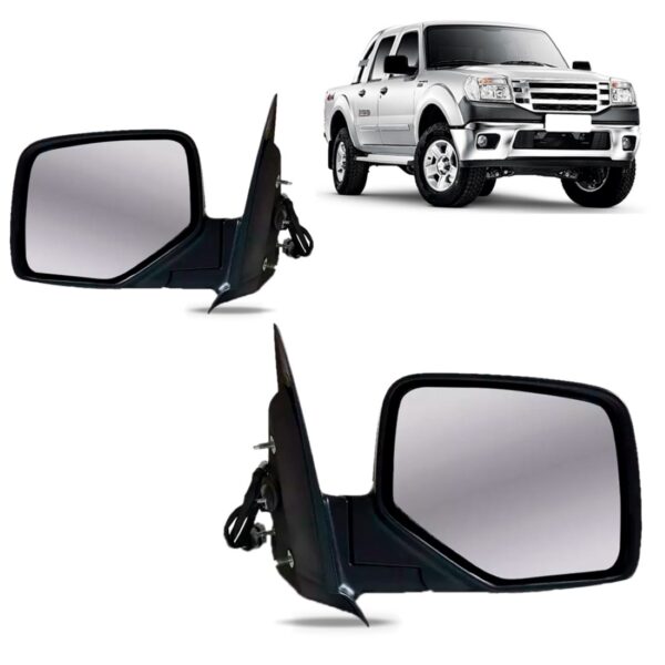 Par Retrovisor Ranger 2010 11 2012 Eletrico Preto Capa Fixa