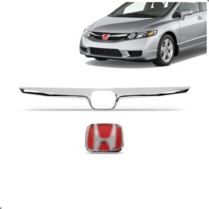 Friso Para Honda New Civic 2007 A 2008 Com Emblema Vermelho Cromado