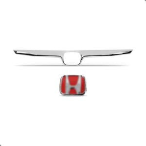 Friso Para Honda New Civic 2007 A 2008 Com Emblema Vermelho Cromado