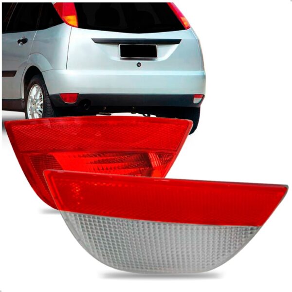 Par Sinaleira Refletor Parachoque Traseiro Focus 1998 A 2008 Vermelho E Cristal