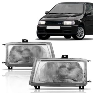 Par Farol Polo 1997 98 99 2000 Mascara Cromada Foco Simples