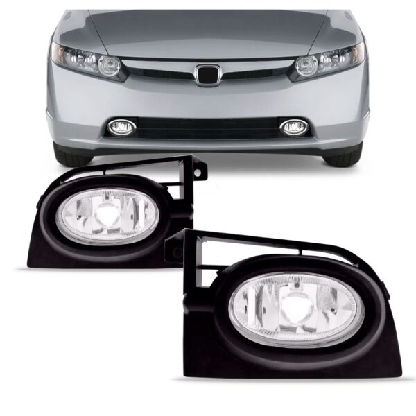 Par Farol Milha Auxiliar Civic Exs 2006 07 2008 Com Moldura