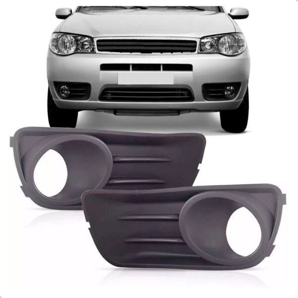 Par Moldura Milha Palio 2009 2010 2011 2012 Com Furo Cinza Cinza