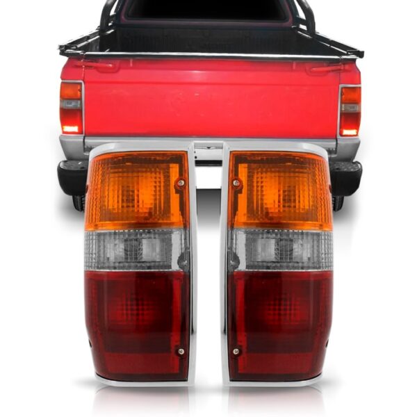 Par Sinaleira Traseira L200 1992 A 2003 Tricolor Aro Cromado Vermelho