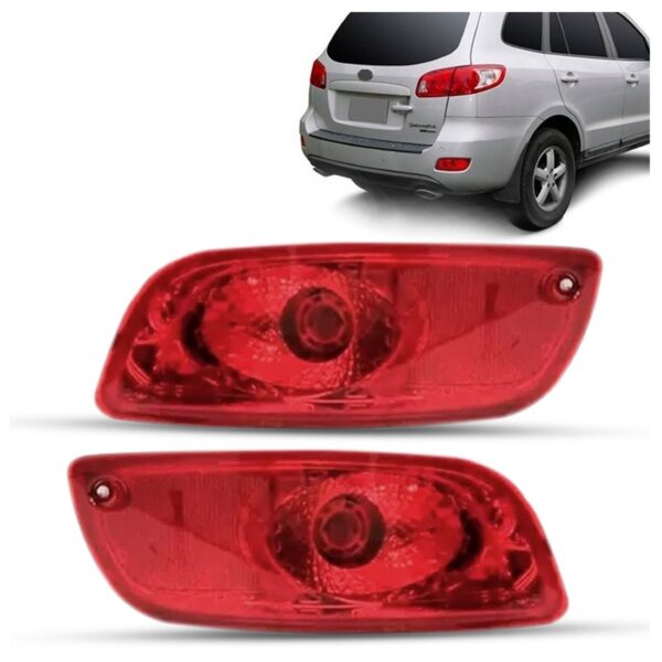 Par Lanterna Traseira Santa Fé 06 A 2010 Refletor Parachoque Direito Vermelho