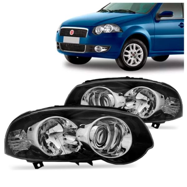 Par Farol Siena 2009 A 2012 Mascara Preta Com Anel Cromado