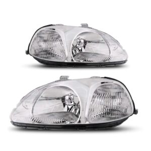 Par Farol Civic Sedan 1996 97 98 Manual Cromado Foco Simples