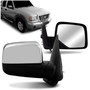 Par Retrovisor Ranger 05 A 09 Eletrico Preto Capa Cromada Direito + Esquerdo