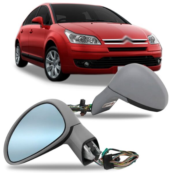 Par Retrovisor C4 08 A 12 Elétrico Com Sinaleira Lente Azul