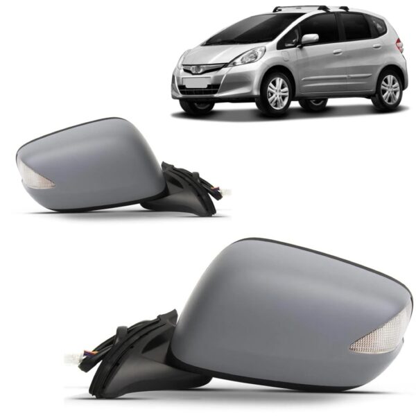 Par Retrovisor Eletrico C/ Sinaleira Fit 2009 A 2014 Primer