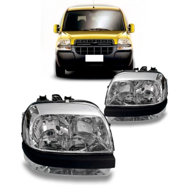 Par Farol Doblo Com Auxiliar 2002 A 2009 Cromado