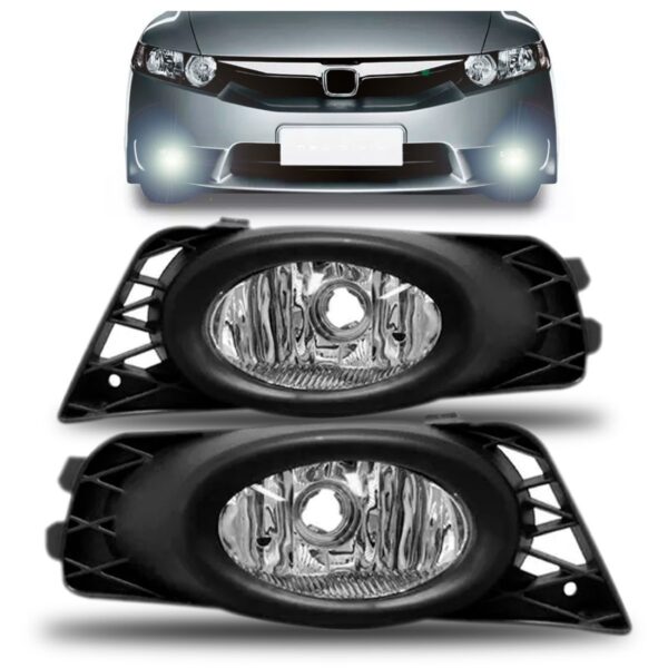 Par Farol Milha Auxiliar Civic 2009 2010 2011 Com Moldura