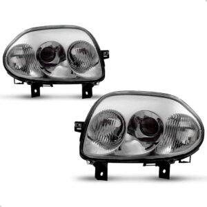 Par Farol Elétrico Clio 1999 A 2002 Foco Duplo Cromado Direito