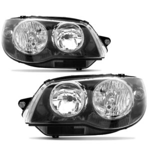 Par Farol Mascara Negra Palio Pitbull 04 A 2013 Aro Cromado