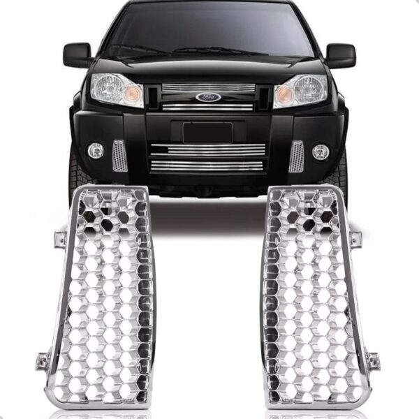 Par Tela Frontal Moldura Parachoque Dianteiro Ecosport 08/12 Cromado