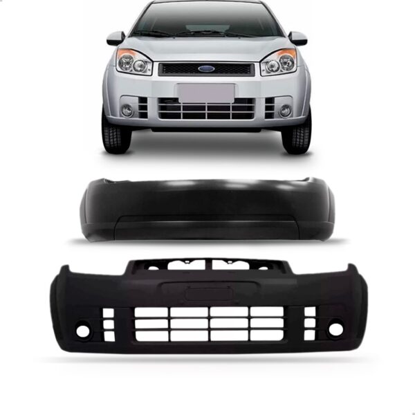 Kit Parachoque Dianteiro E Traseiro Fiesta Hatch 2008 A 2010 Preto