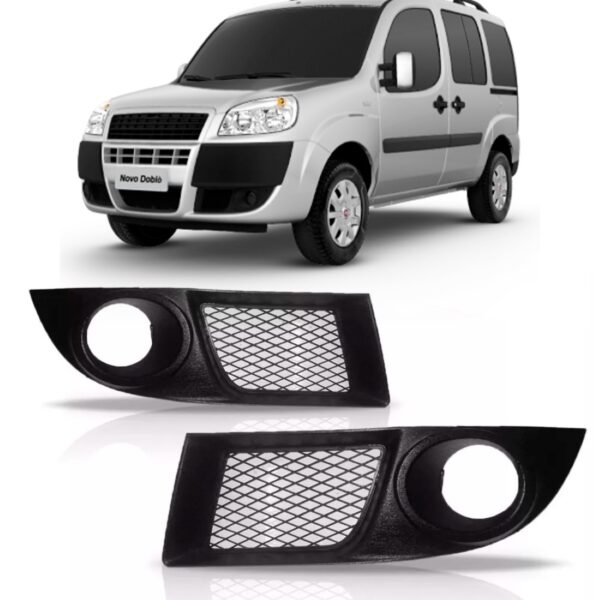 Par Moldura Milha Para Fiat Doblo 2009 10 11 12 2013 C/furo Preto Ambos Os Lados