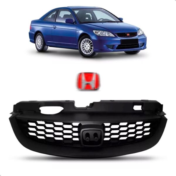 Grade Coupe Civic 2004 A 2005 Completa Com Emblema Vermelho Preto