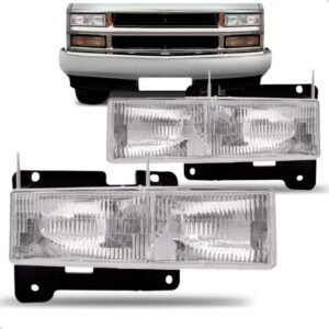 Par Farol Silverado 1997 A 04 C/ Foco Duplo Mascara Cromada