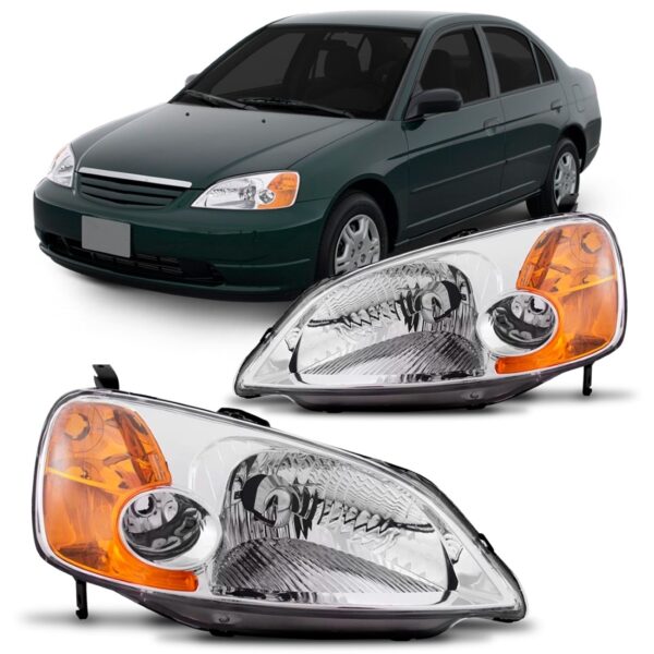 Par Farol Para Civic 2001 2002 2003 Elétrico Lente Acrílico