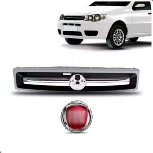 Tela Frontal Com Emblema Palio Economy Friso Prata 10 11 12 Plástico