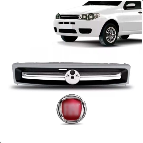 Tela Frontal Com Emblema Palio Economy Friso Prata 10 11 12 Plástico