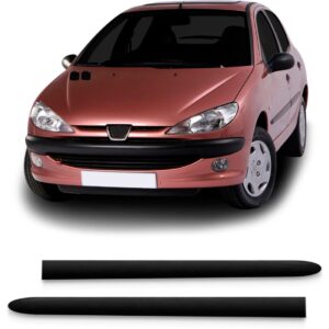 Par Friso Lateral Traseiro P/ Peugeot 206 1999 A 2011 Preta Preto