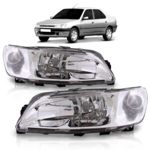 Par Farol Peugeot 306 99 00 01 02 03 Foco Duplo Lente Lisa
