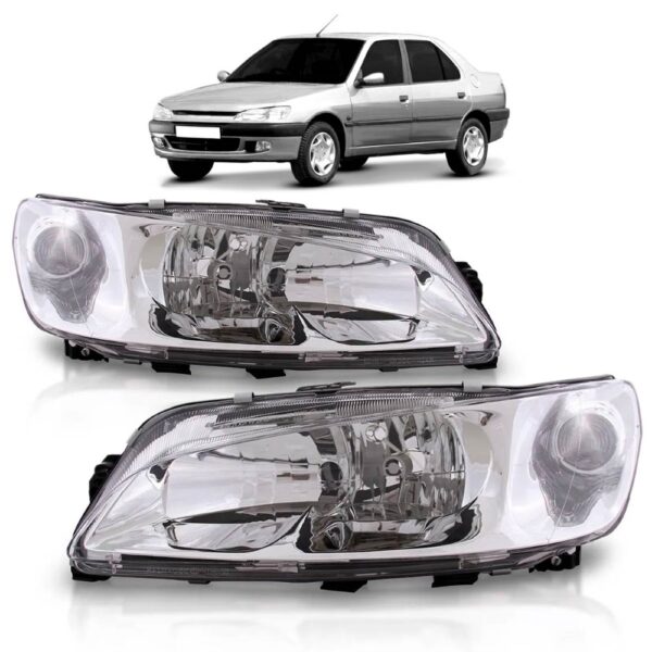 Par Farol Peugeot 306 99 00 01 02 03 Foco Duplo Lente Lisa
