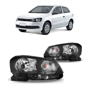 Par Farol Gol G6 2013 14 15 2016 Foco Simples Mascara Negra