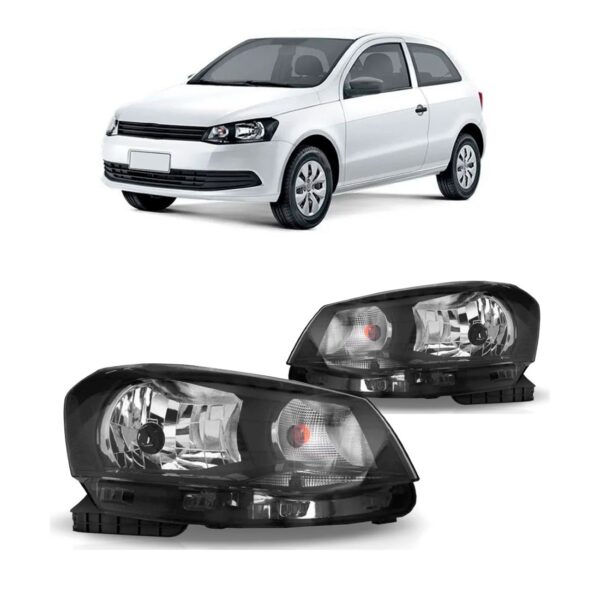 Par Farol Gol G6 2013 14 15 2016 Foco Simples Mascara Negra