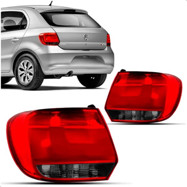 Par Lanterna Traseira Gol G6 2013 A 2016 Cristal Borda Fumê