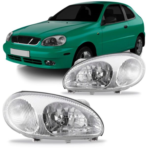 Par Farol Para Daewoo Lanos 1997 A 2002 Lente Em Acrílico