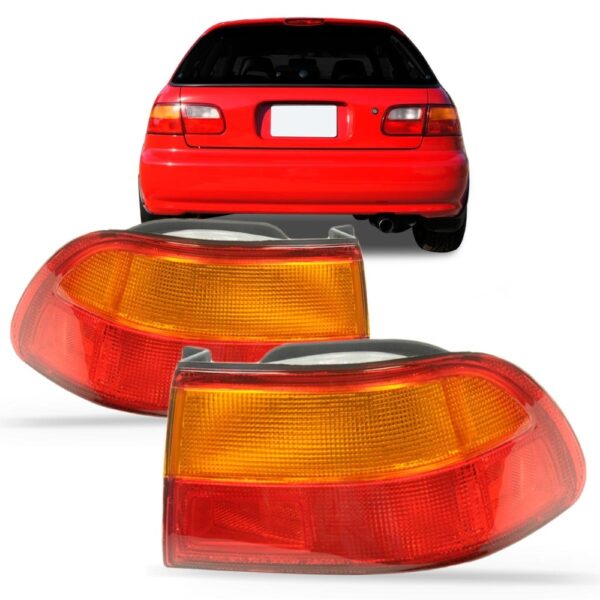 Par Lanterna Traseira Civic Hatch 1992 1993 1994 1995 Canto Vermelho