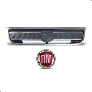 Grade Com Emblema Para Fiat Idea 2005 A 2010 Moldura Cromado Plástico
