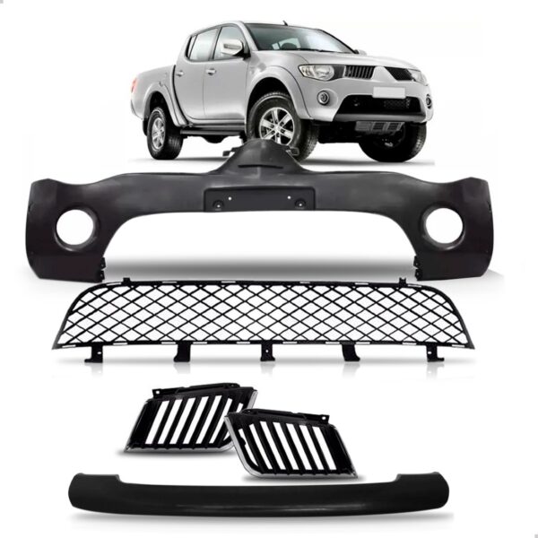 Kit Envolvente + Grade + Molduras L200 Triton 2007 A 2010 Preto
