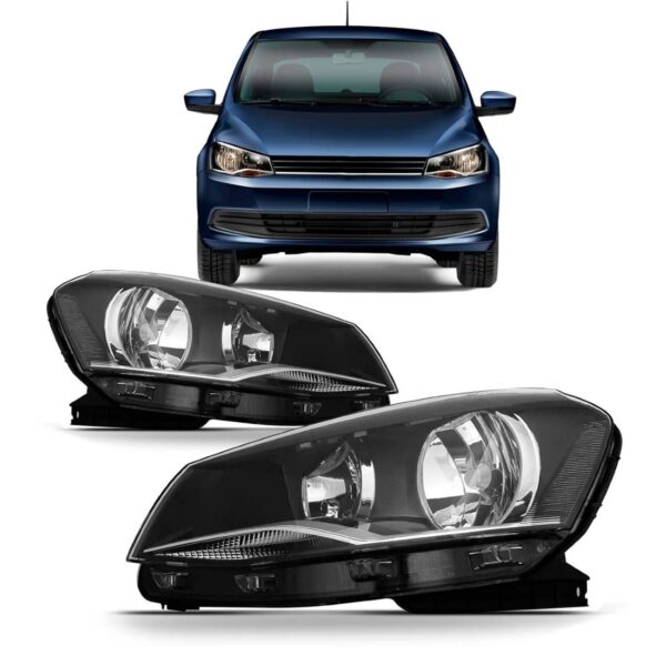 Par Farol Gol G6 2013 A 2016 Foco Duplo Crom. Mascara Negra
