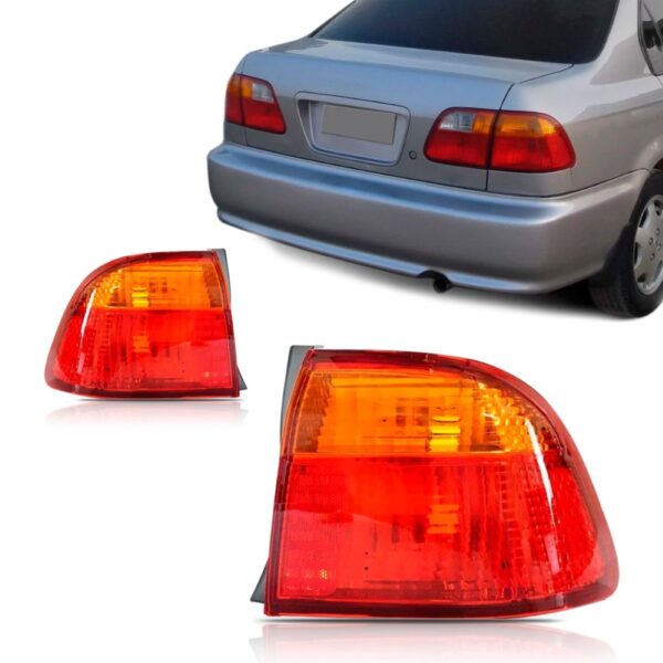Par Lanterna Traseira Para Honda Civic 1999 A 2000 Canto Ambos Lados Vermelho