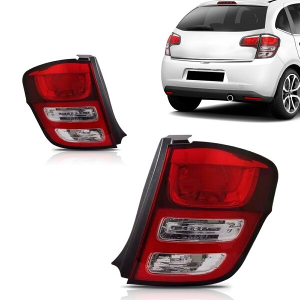 Par Sinaleira Traseira Compatível Com Citroën C3 2013 A 2016 Vermelho