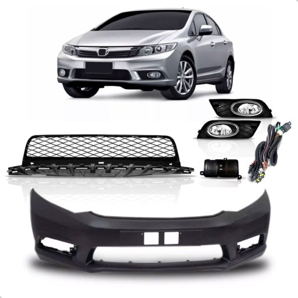 Envolvente Civic 2012 A 2014 Com Grade E Kit Milha 1a Linha  Preto